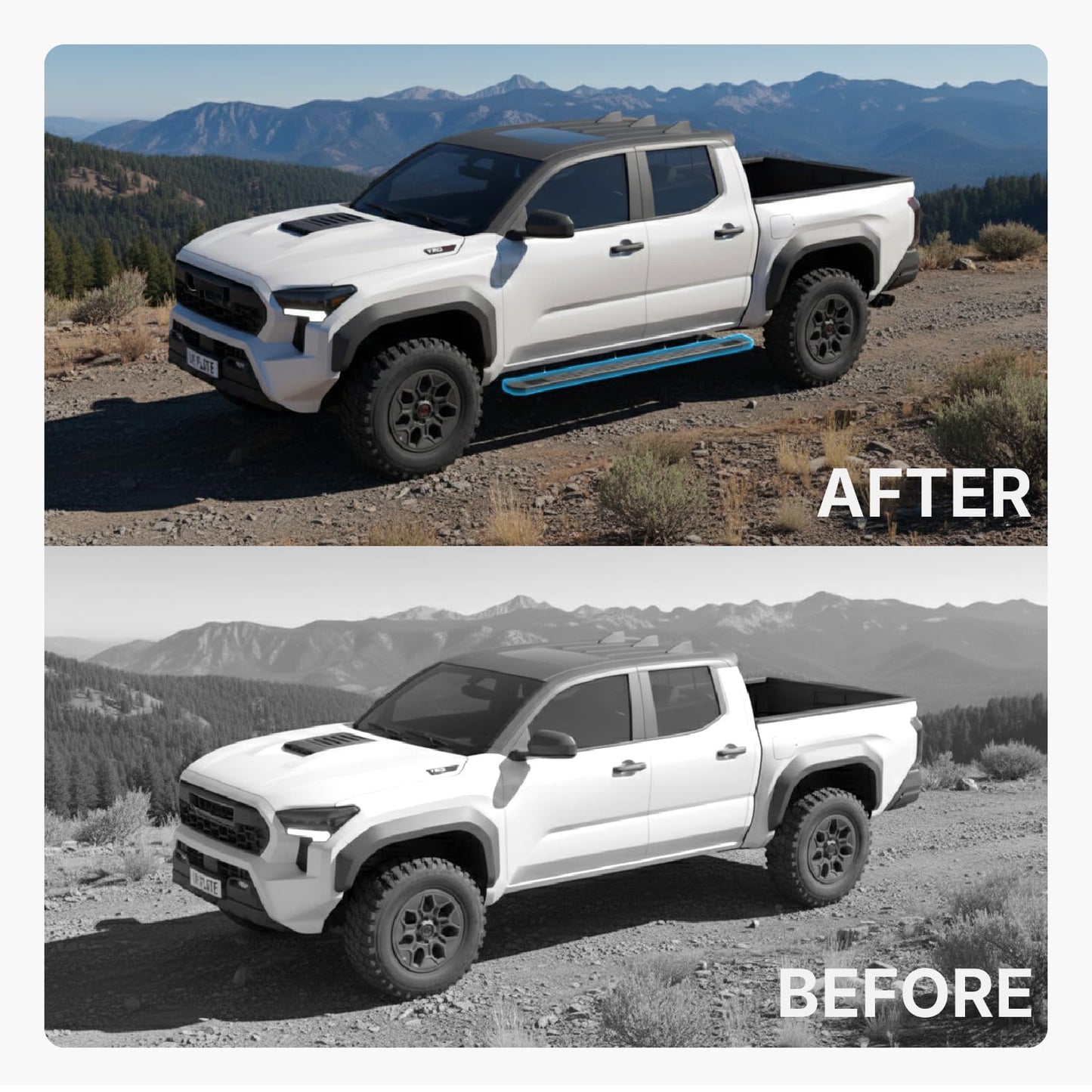 Yawrpats Running Boards Compatible with 2024 2025 Toyota Tacoma Double Cab 4 Full-Size Door Side Steps Bars with 8 Brackes Heavy Duty Aluminum Anti Slip (Rugged Off-Road)