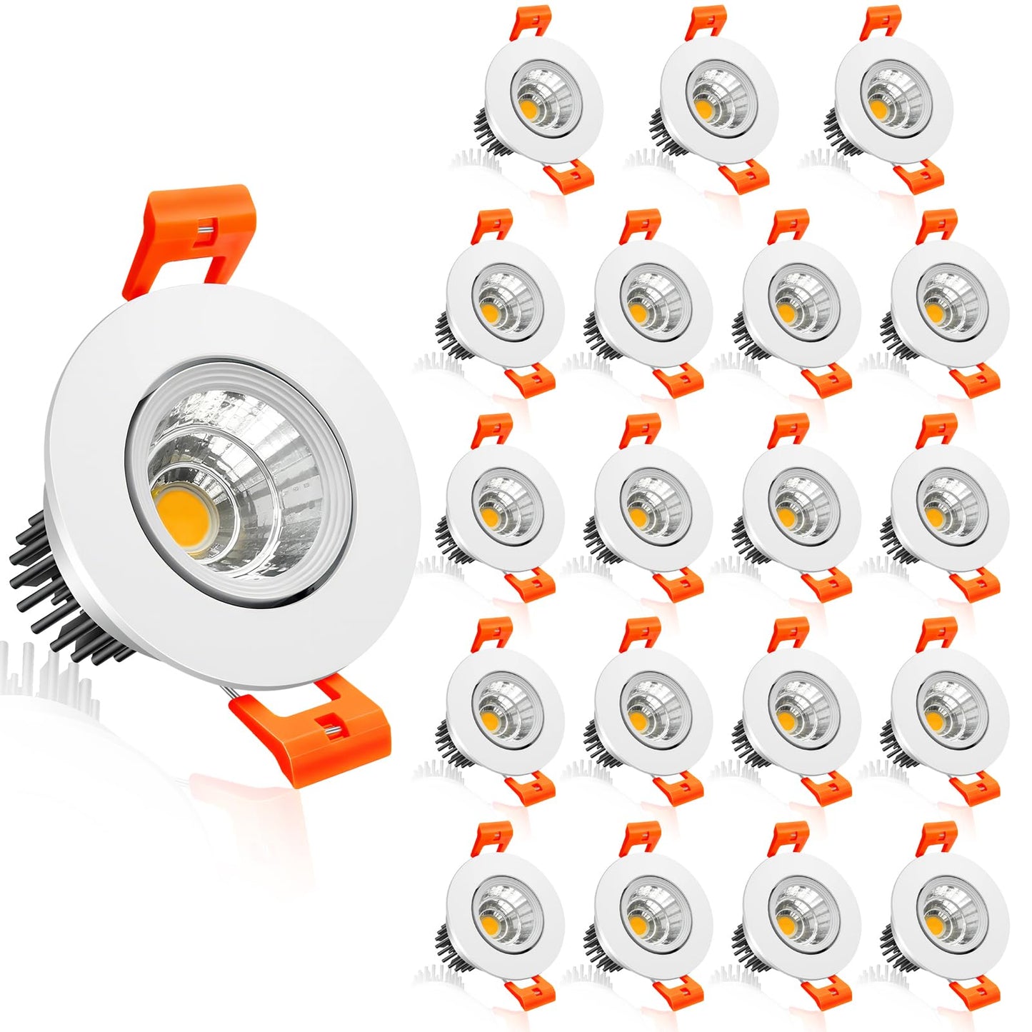 Inshareplus 2 Inch Led Downlight  3W Cob Dimmable Recessed Lighting  4000K Natural White  Cri 80  Ceiling Lights With Driver  20Pack