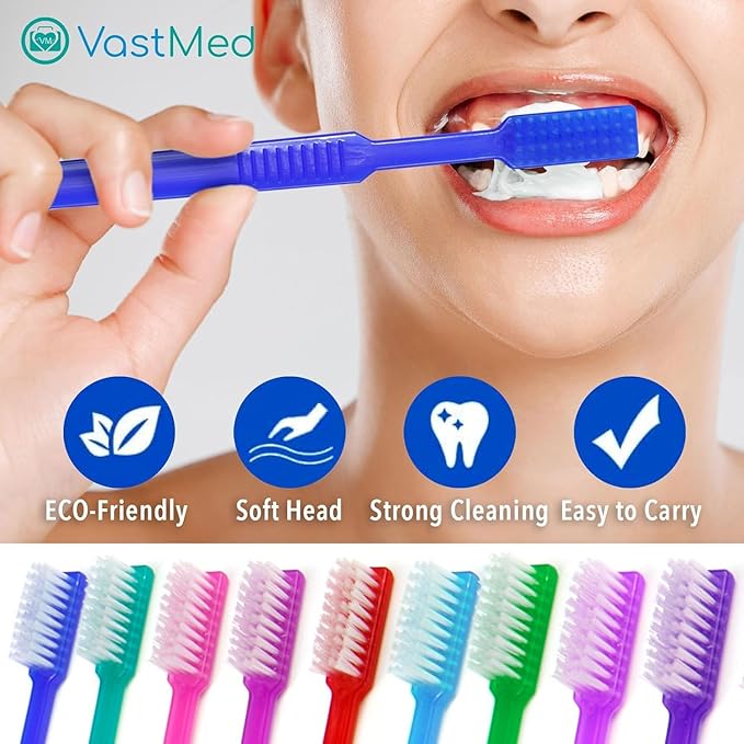 100 Pcs Disposable Pre-Pasted Toothbrushes Individually Wrapped Pre Pasted Toothbrush | Single Use Waterless Tooth Brush for Hotel, Camping, Homeless Gift