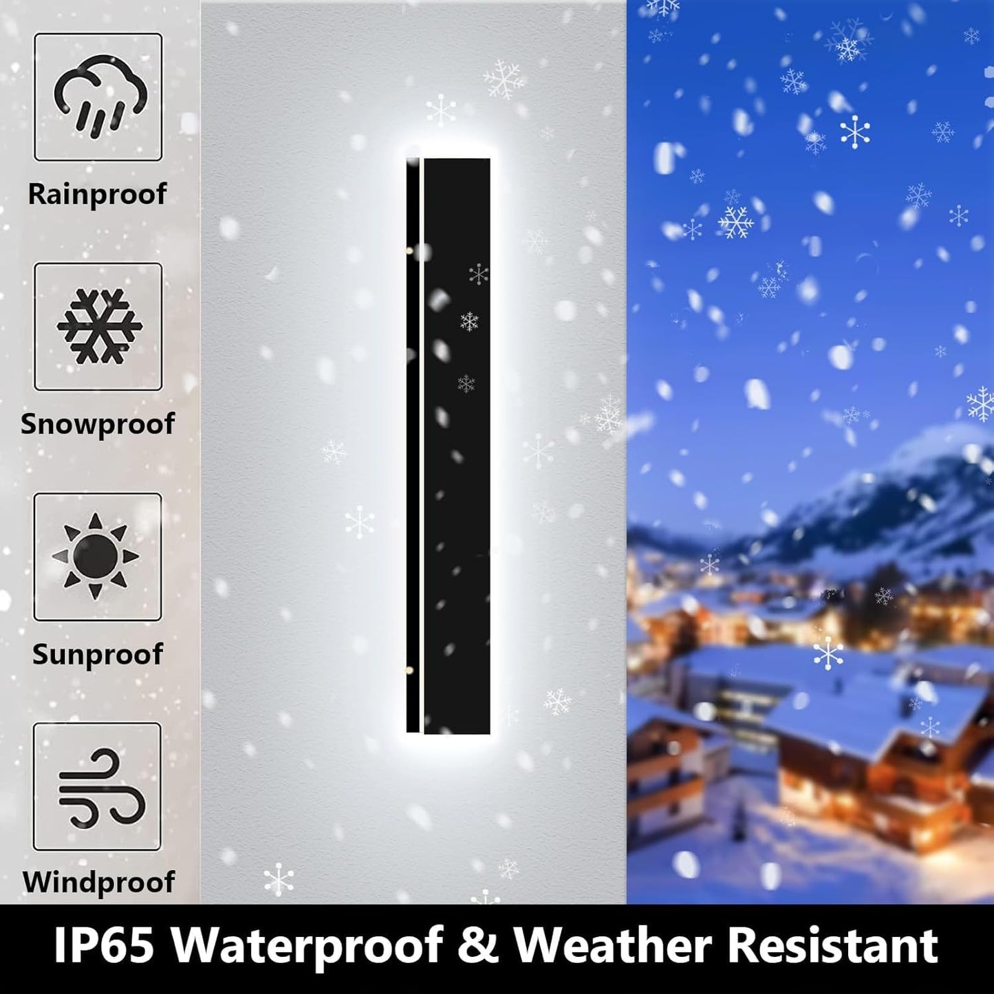 Pedforn 39In Outdoor Wall Sconces  Ip65 Waterproof Outdoor Long Wall Lights  Exterior Lighting Fixtures For Garage Patio Porch  Black Linear Dimmable Led Wall Light For House(4.33In Width)