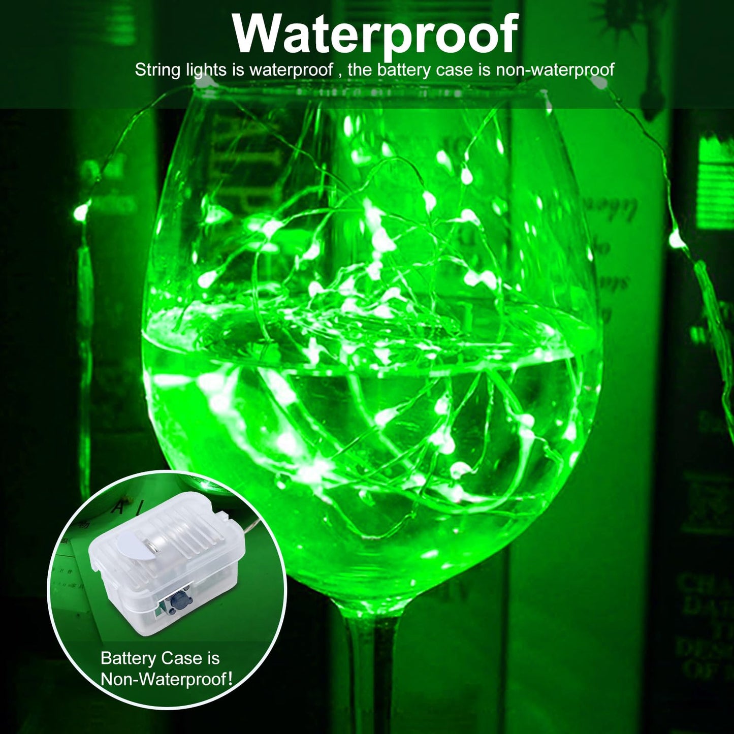 Aikei 100 Pack Led Fairy Lights Battery Operated  3 Modes Mini String Lights Waterproof 7 Feet 20 Led Firefly Starry Lighting For Birthday Wedding Party Bedroom Halloween Christmas Decoration Green