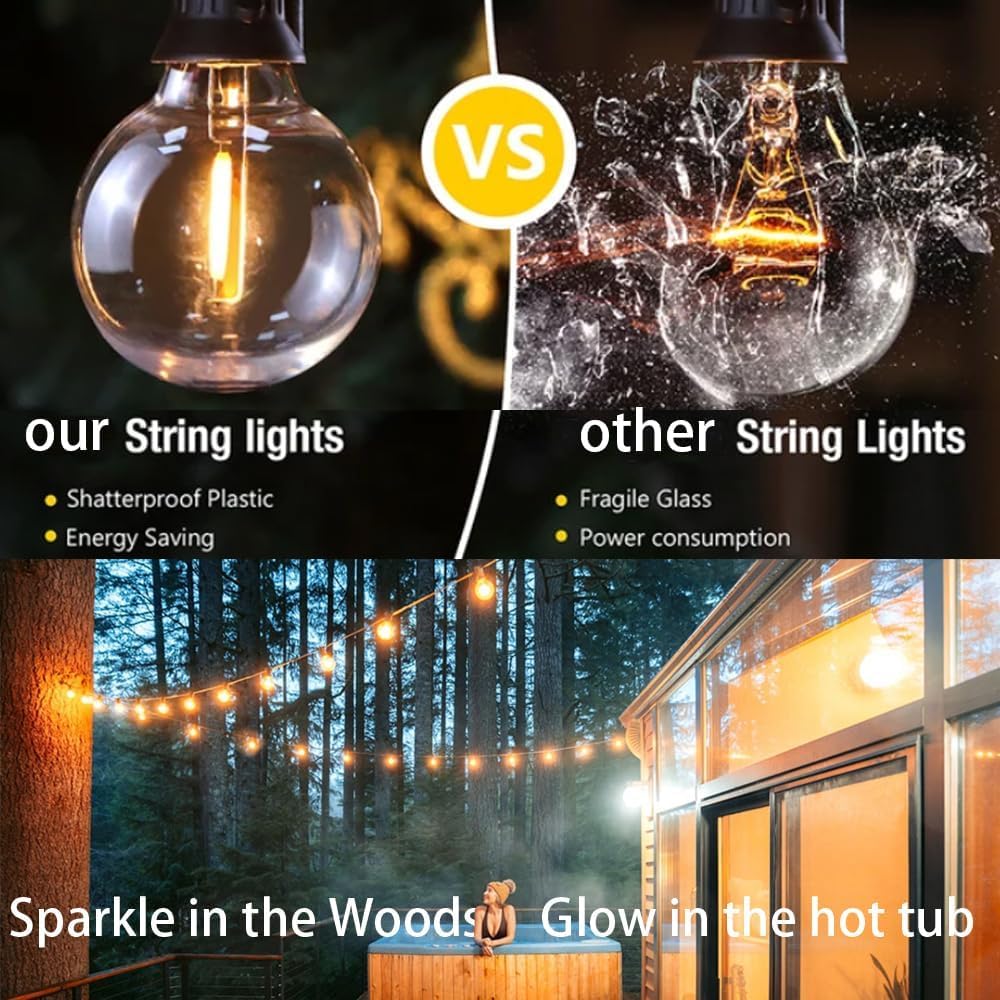 Lampat String Lights  Led 100 Light Bulbs  100Ft G40 Globe String Lights With Bulbs-Ul Listd For Indoor/Outdoor Commercial Decor