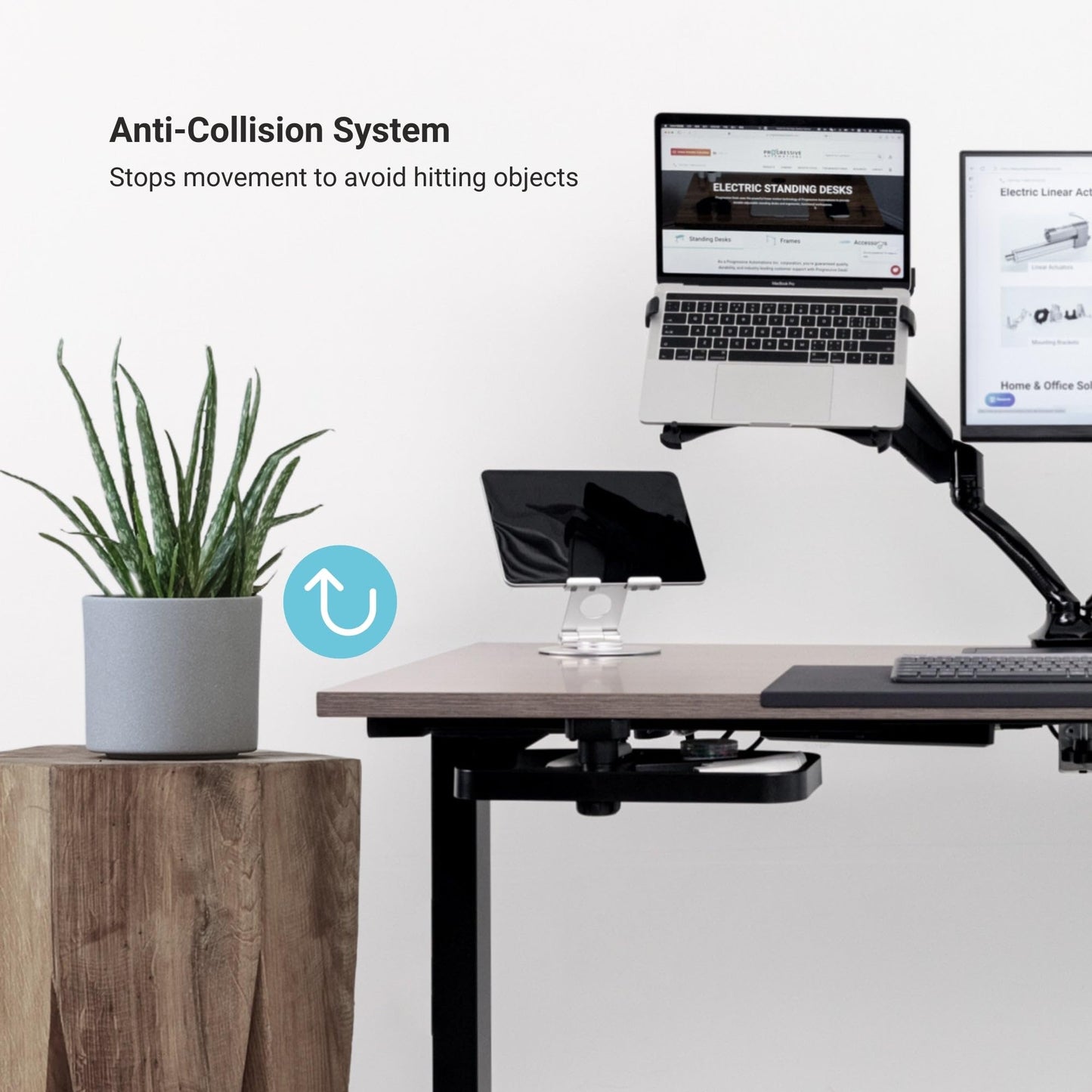 Progressive Desk Stand Up Adjustable Height Electric Standing Desk - 60"x30" Dual Motor, Computer Workstation Sit Stand Table for Home Office - Ebony Oak, Black Frame