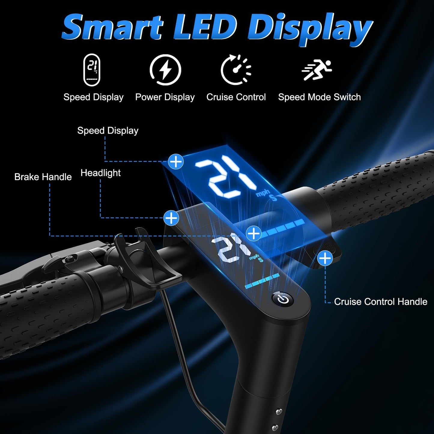 MAXSHOT Electric Scooter Adults, 500W Motor Up to 22 MPH, 22/28 Miles Long Range, 10" Solid Tires with Dual Suspension, Foldable Commuter E-Scooter with Dual Braking, LED Display & APP Control