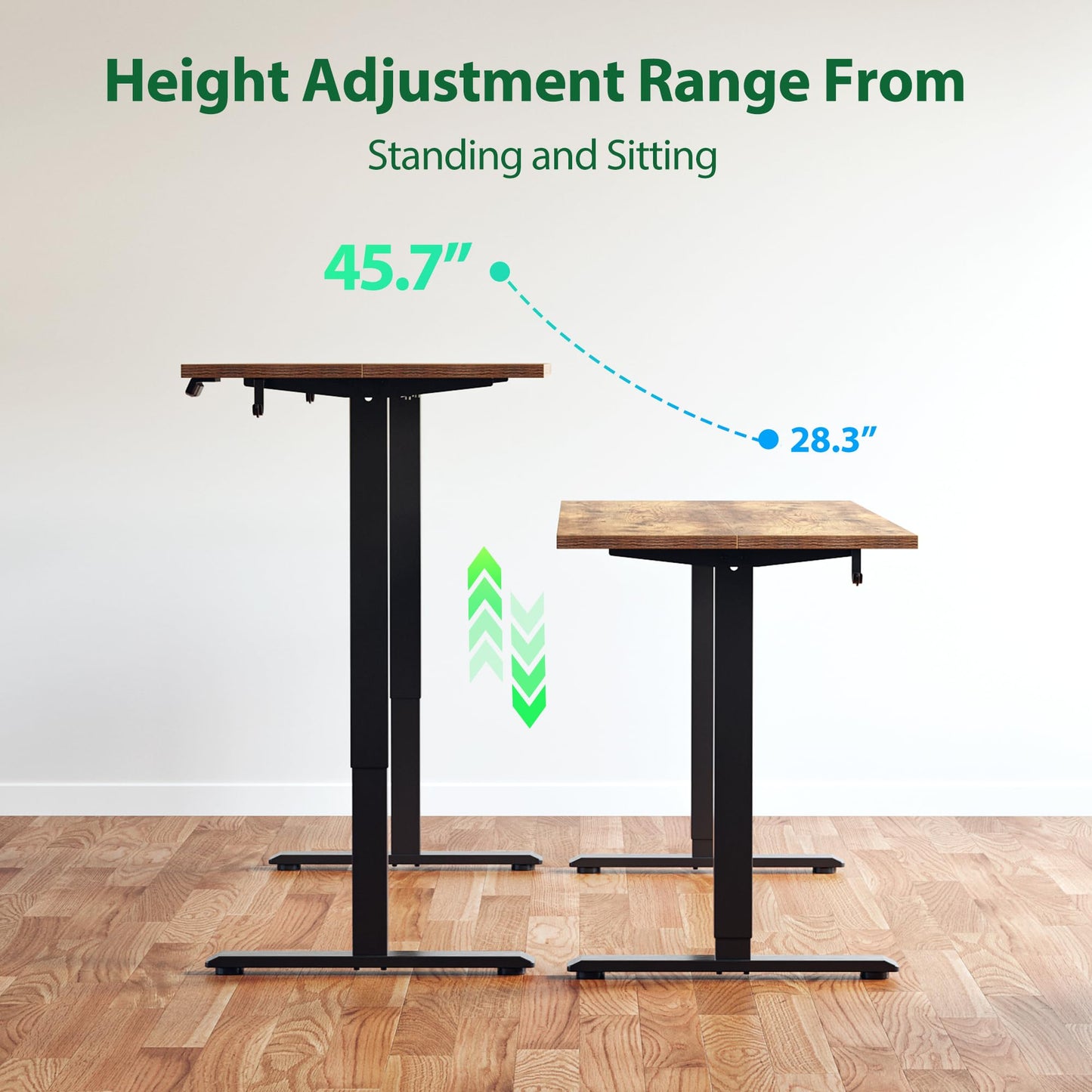 Agilestic Electric Standing Desk, Large 63 x 24 Inches Height Adjustable Desk, Sit Stand up Desk for Work Office Home, Splice Board, Rustic Brown