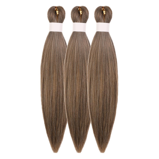 Ash Brown Braiding Hair Pre Stretched 16Inch 4/27/613# Mixed Synthetic Kids Braid in Hair Extension for Braiding