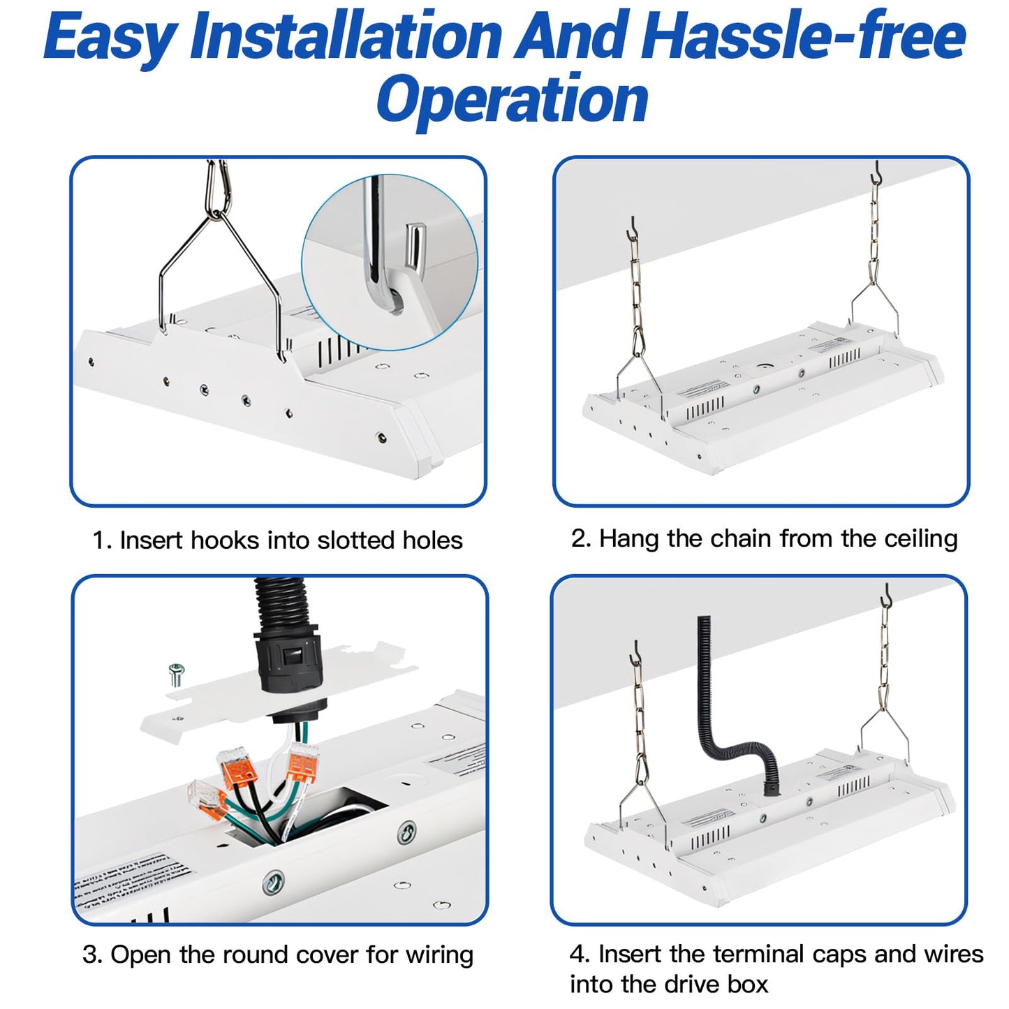 Jtt Led Linear High Bay Light  5000K Daylight 150W 21000Lm Shop Light Commercial 360 Adjustable Tilt Hanging Led High Bay Shop Lighting Fixtures For Garage  Etl 1-Pack