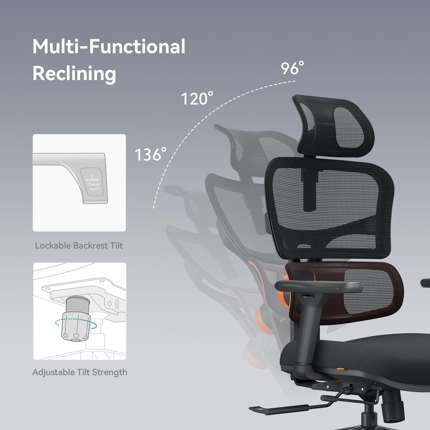 Newtral Office Chair Ergonomic - Home Office Desk Chair, Back Pain Chair with Auto-Following Lumbar Support, 4D Armrest, Seat Depth and Height Adjustable