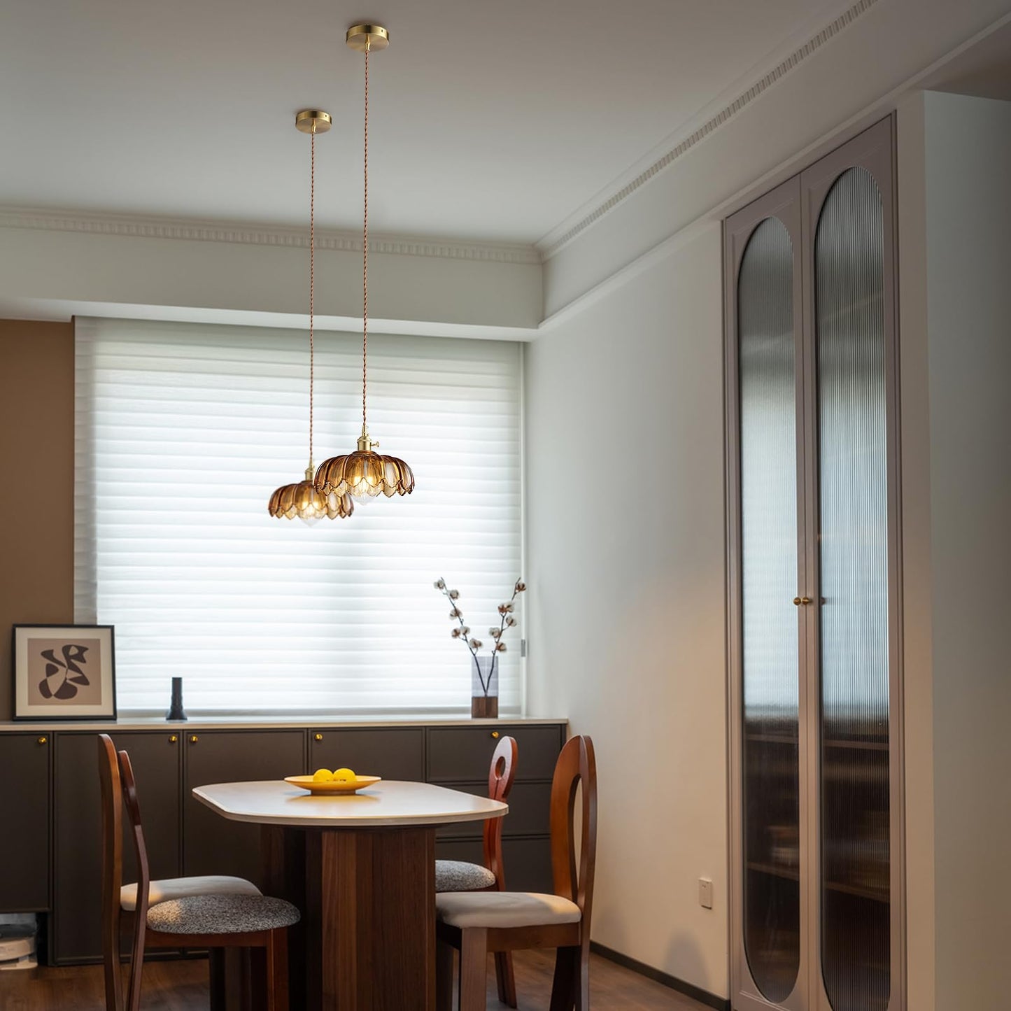 Xzhgcee Pendant Lights Kitchen Island: Amber Glass Hanging Light Fixture With Rotating Switch  E26 Base - Modern Lighting For Dining Room  Bedroom & Living Room
