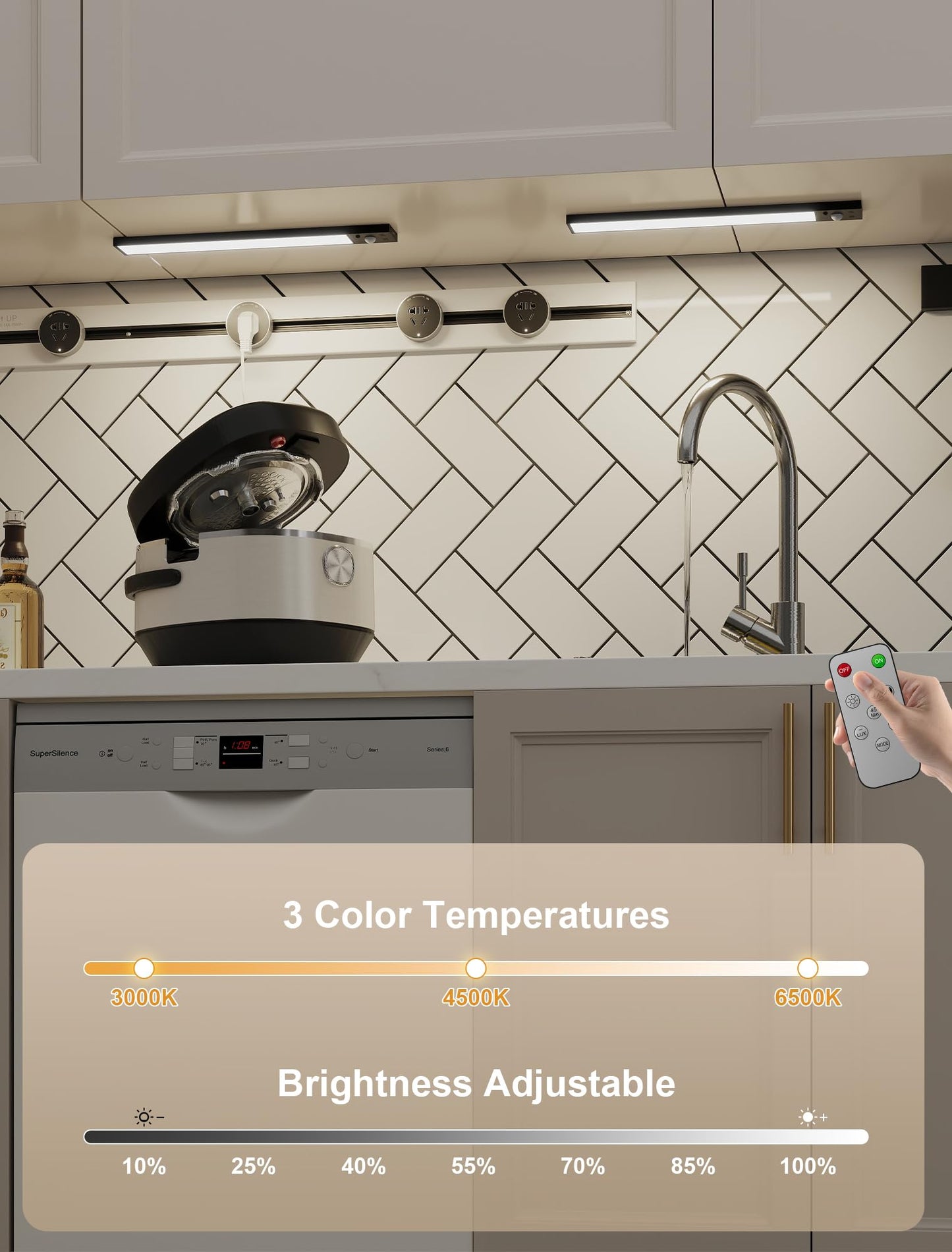 5 Pack Under Cabinet Lighting Wireless  8  Magnetic Dimmable Under Counter Lights For Kitchen Motion Activated Under Cabinet Lights 3 Color Dimmable Under Cabinet Lighting  Closet Light With Remote