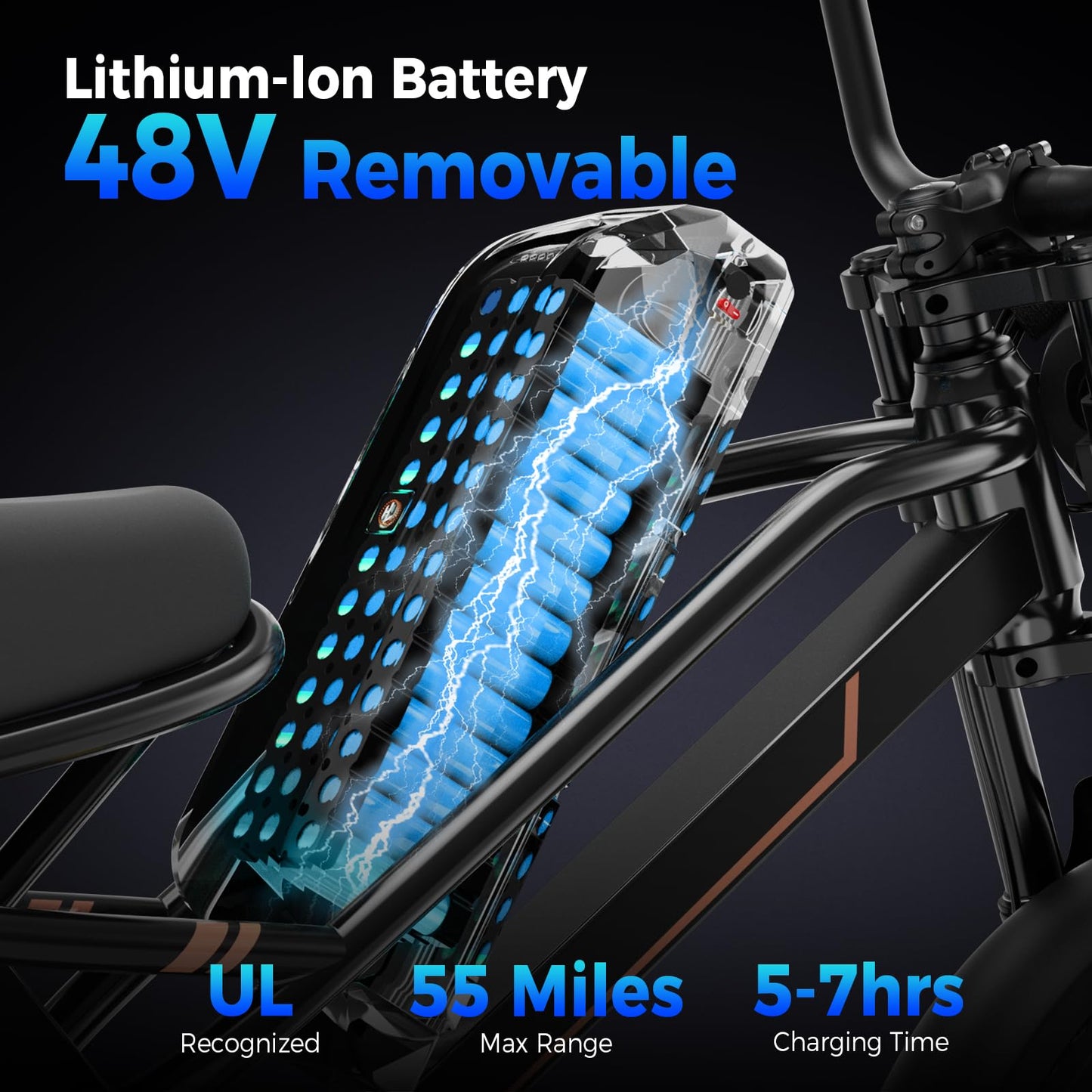 SYFTLLSJY 2000W Peak 16" Off Road Electric Bike for Adults,55+Miles LongRanger,28+MPH Electric Dirt E Bike Bicycles, Fat Tire All Terrain E-Bike,48V Electric Motorcycle for Road Mountain