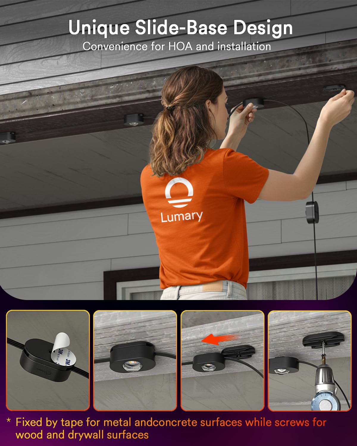 Lumary Smart Permanent Outdoor Lights 2 With Remote & Slide-Base  100Ft With 60 Rgbaicw Leds 3600Lm For Daily & Accent Lighting  110+ Modes For Halloween Christmas Decor  Work With Alexa Google  Black