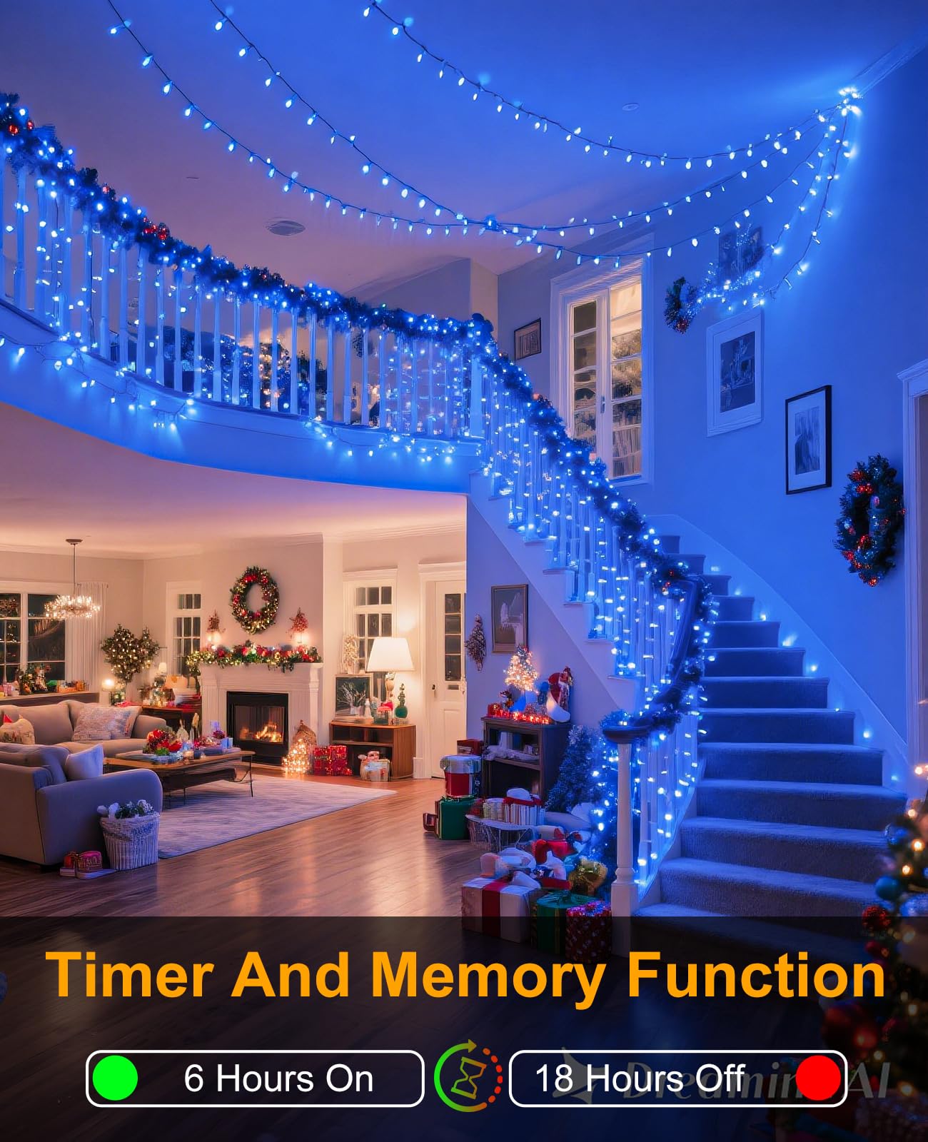 197Ft 600 Led Christmas Lights Outdoor  Plug In Christmas Tree Lights 8 Modes  Waterproof String Twinkle Lights For Indoor House Patio Garden Party Wedding Holiday Decorations  Blue