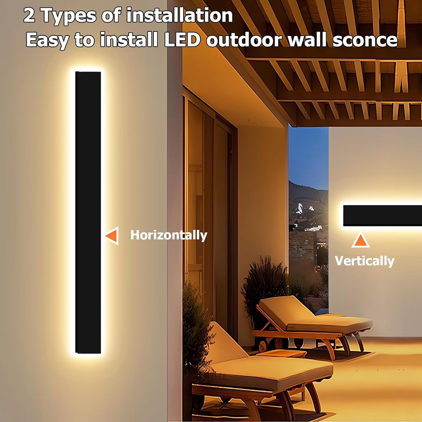 Enmln 31In Modern Outdoor Lights Fixture 4.33In Wide Dimmable Exterior Wall Lights For Garage And Front Door Long Outdoor Wall Sconce Ip65 Waterproof Black Led Outdoor Entrance Lighting