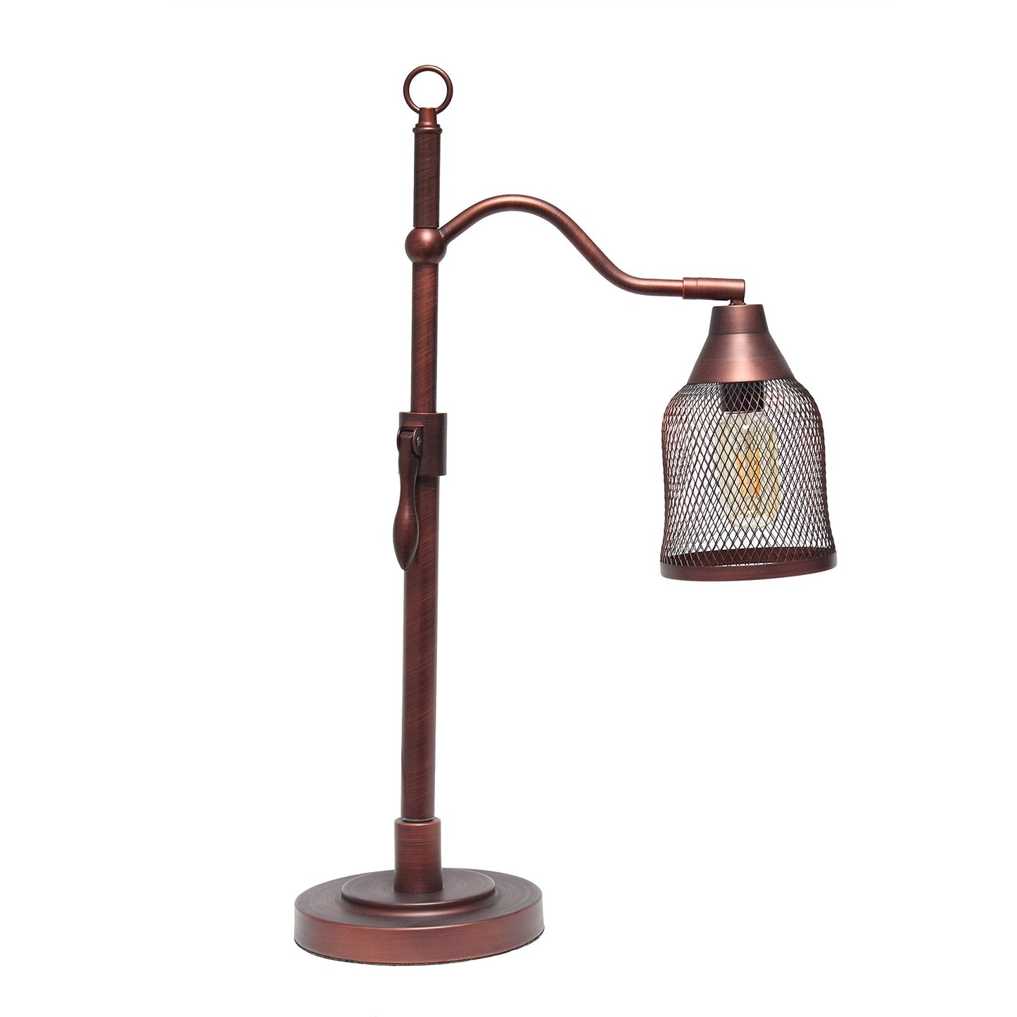Elegant Designs LT1059-RDB Adjustable Table Lamp, Metal Netted Shade, Red Bronze