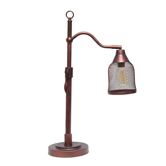 Elegant Designs LT1059-RDB Adjustable Table Lamp, Metal Netted Shade, Red Bronze