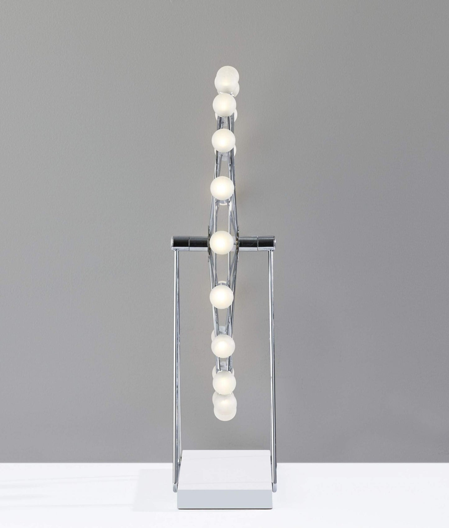 HomeRoots 22in LED Table Lamp, Off White Metal Base, Acrylic Globe Shade, Model HRF-372849