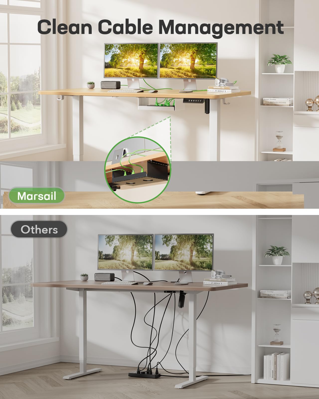 Marsail Standing Desk Frame,Electric Standing Desk Legs with Powerful Motor,Height-Adjustable Desk Frame with 176 lbs Max Load for Various Desktops,Stand up Desk Legs with 4 Memory Presets, Frame Only