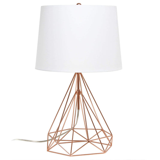 LALIA HOME Decorative Table Lamp, Rose Gold Metal Base, White Fabric Shade, Model LHT-5024-RG