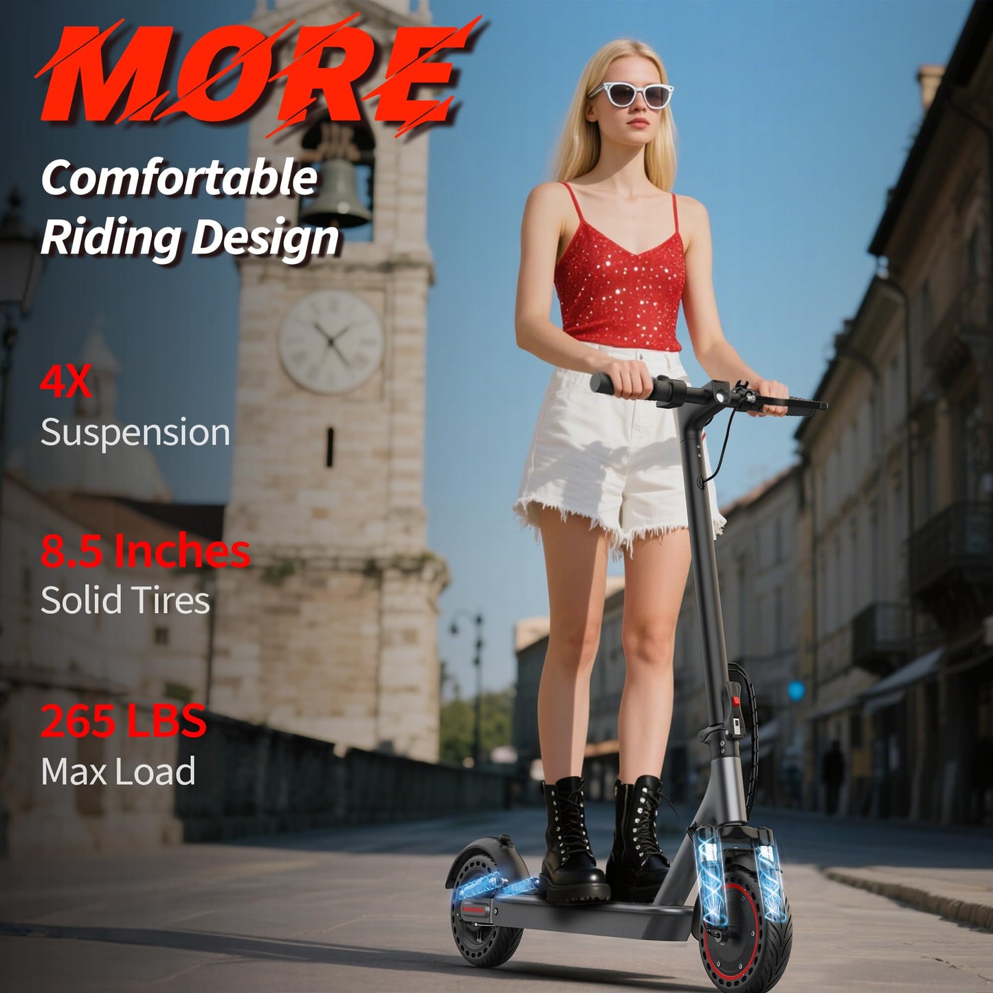 Electric Scooter, Powerful 500/350W Motor, 10"/8.5" Tire, Top Speed 19 MPH, 23/20/16 Miles Max Range, Folding Escooter for Adults & Teens with Smart APP, Digital Display, Cruise Control, Suspension