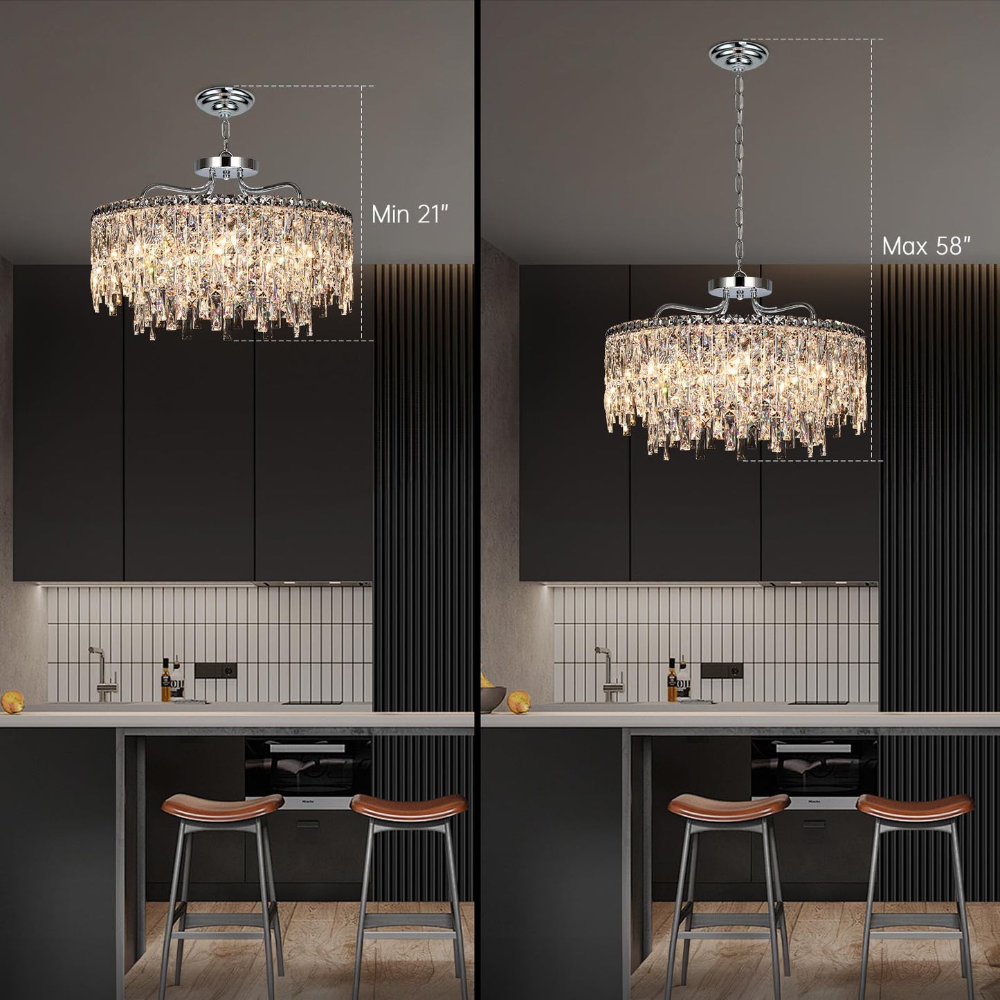 Nisidun stylish Crystal Chandelier  24 Modern Round Dining Room Chandeliers Over Table 8 Lights Chrome Ceiling Pendant Ceiling Lighting For Living Room Bedroom Entryway Foyer Staircase