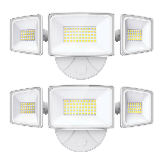 Onforu 55W LED Flood Light Outdoor, 5500LM, 3 Adjustable Heads, IP65 Waterproof, White, Model BDB55-3