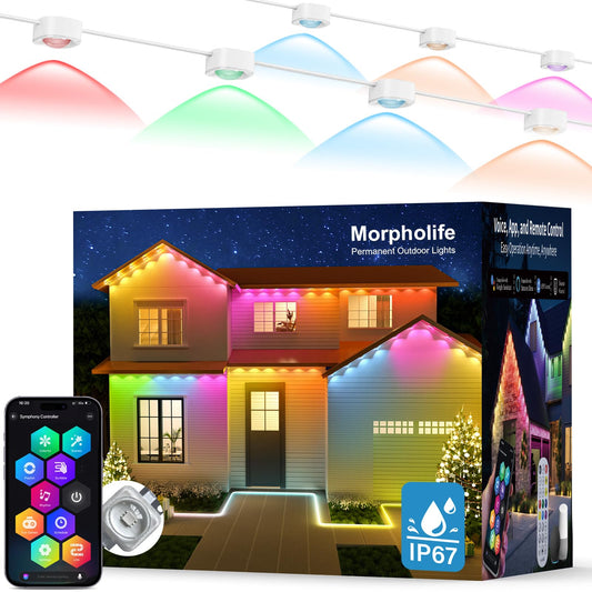 Permanent Outdoor Lights - 200Ft Smart Rgbic Led With 144 Lights  Ip67 Waterproof  75+ Scene Modes  Alexa/Google/Remote Control Enabled  Diy Music Sync For Christmas  Holiday & Home Decor  White