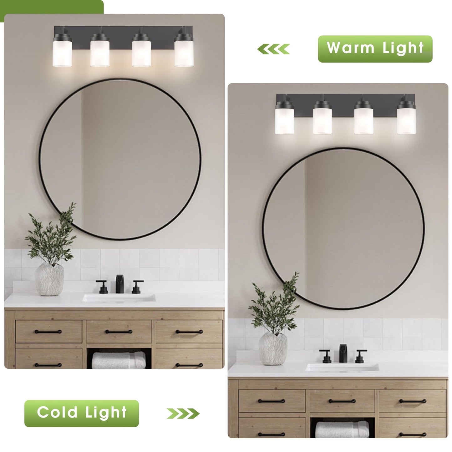 Espird Bathroom Vanity Light  4 Light Matte Black Vanity Light With White Matte Glass Shade  30In Farmhouse Wall Light  Lighting Fixtures Over Mirror For Bathroom