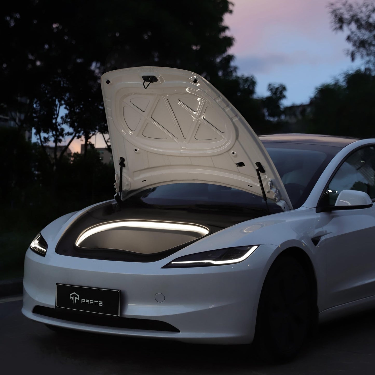 Tparts Frunk Led Strip For Tesla Model 3 Highland 2024 2025+ Flexible Silicone Waterproof Interior Lighting Bar  Easy Installation Model 3 Front Trunk Accessories Ambient Lights(Cool White Light)