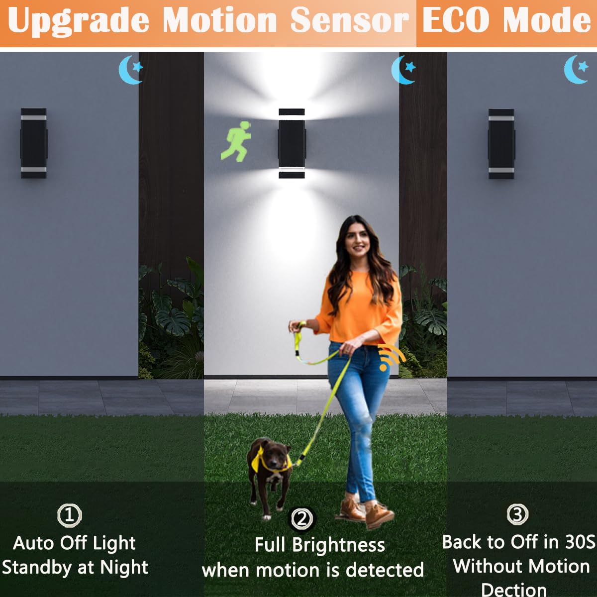 Rosykite Motion Sensor Outdoor Wall Lights  Dusk To Dawn Exterior Light Fixtures With 3 Lighting Modes Up And Down Porch Lights 5000K Daylight  Waterproof Modern Wall Sconce For House  Patio  Garage