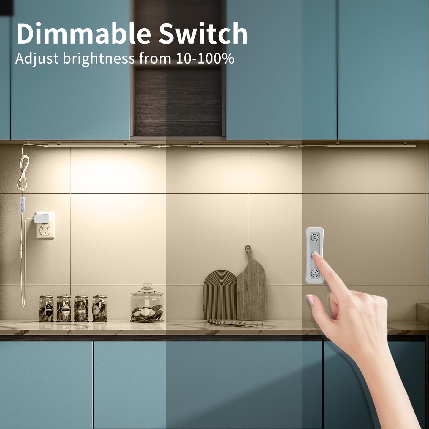 ASOKO Dimmable LED Under Cabinet Lights, 3 Pack, 12in Linkable, Warm White 3000K, Aluminum, Model YQ-CGD-3C