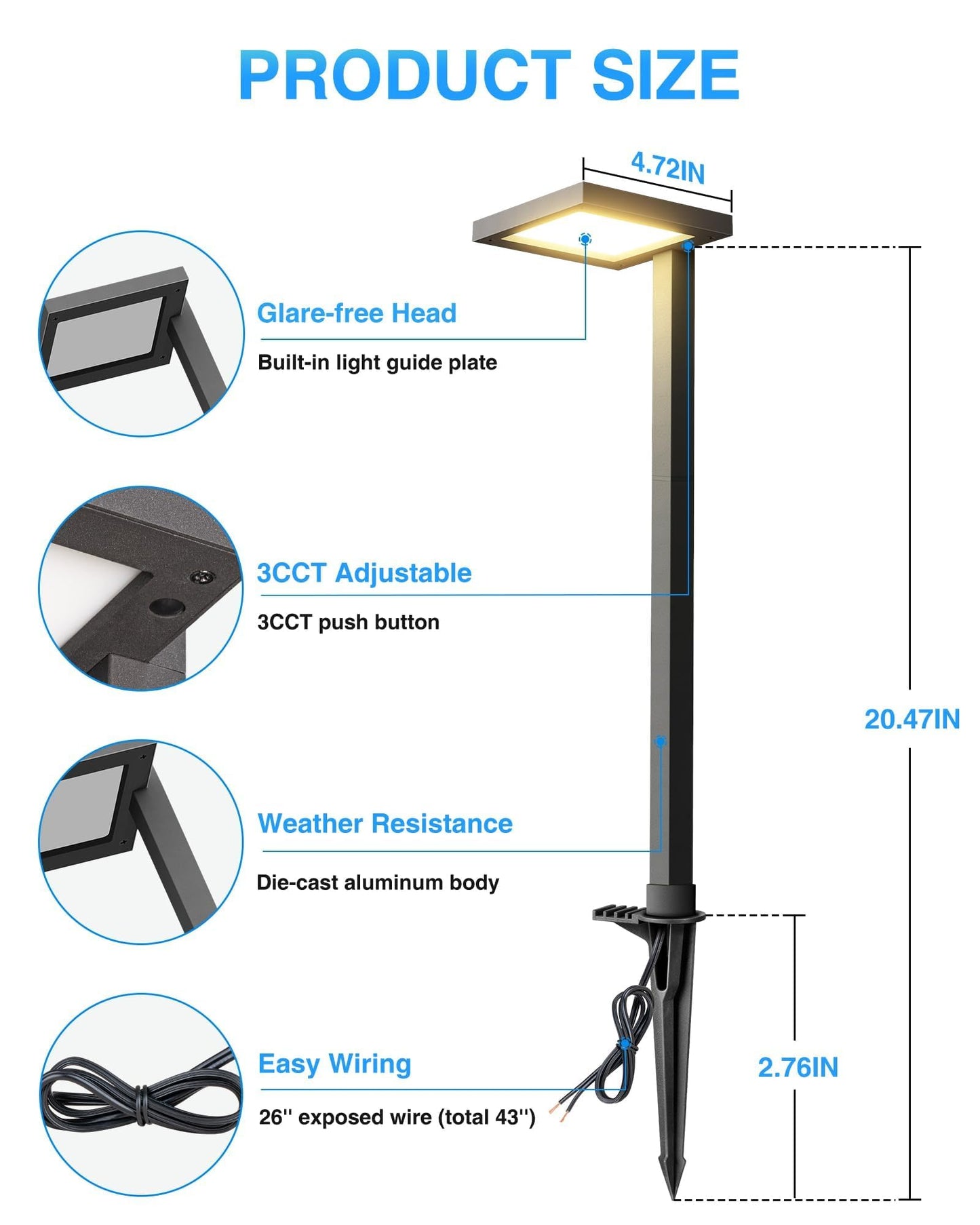 Sunvie 3Cct Low Voltage Pathway Lights Wired Pathway Lights Outdoor 5W 3000K Anti Glare Led Low Voltage Landscape Lighting Waterproof Landscape Path Lights For Walkway Backyard Garden Patio  4 Pack