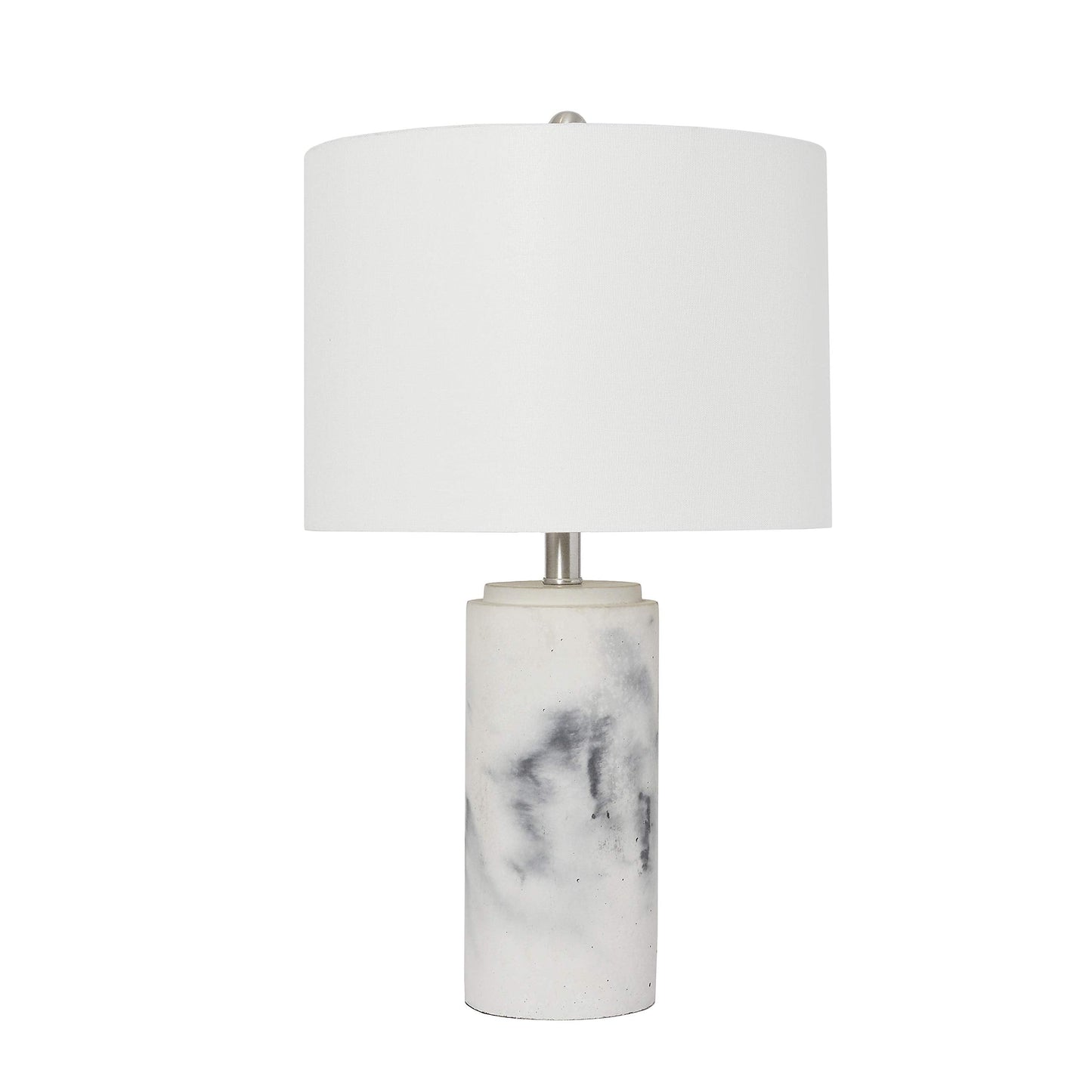 Elegant Designs LT3325-WHT Marble Table Lamp, Fabric Shade, White
