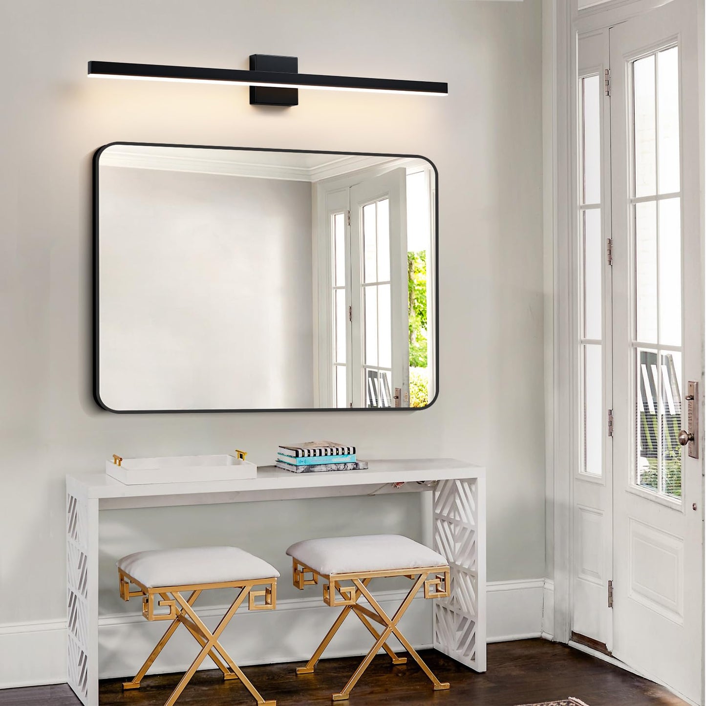 Kaisite Black Vanity Light For Bathroom Above Mirror 39 Inch Led 5Cct Bathroom Lighting Fixtures Dimmable Modern Bath Wall Light Fixture Over Mirror