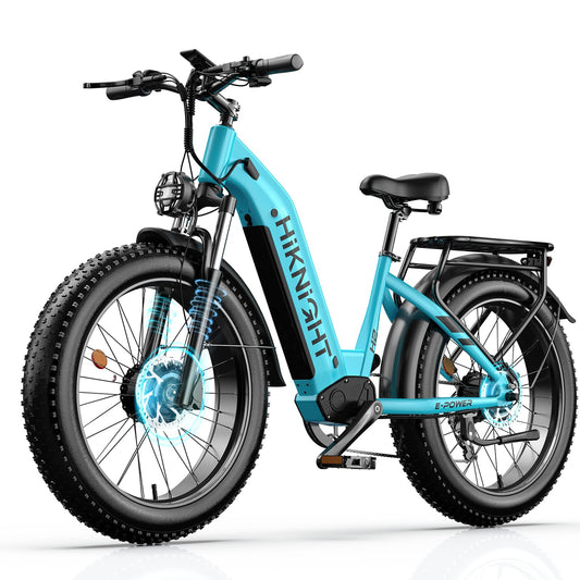 HiKNiGHT Dual Motor Ebike, 3000W Electric Bike for Adults, 52V 20Ah 26" Fat Tire Fast Ebike Max 38 Mph, up to 90 Miles, Off-Road Mountain E-Bike for Men Women, Step-Through Design