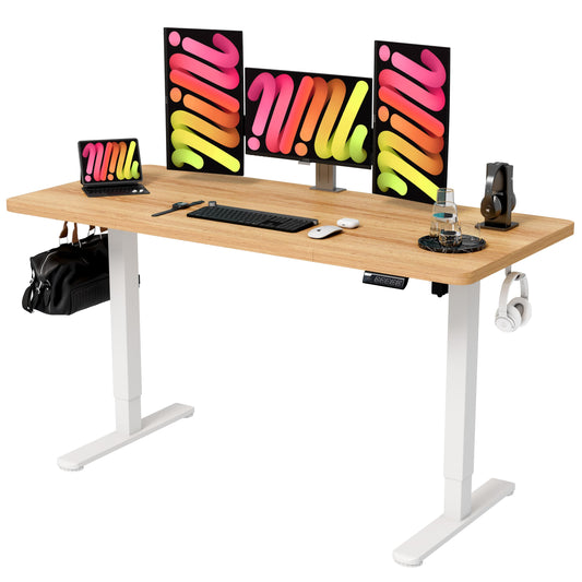 Monomi Electric Standing Desk 55 inch, Height Adjustable Sit Stand Desk for Home Office, Computer PC Gaming Desk, Study Writing Workstation with Memory Controller, Natural