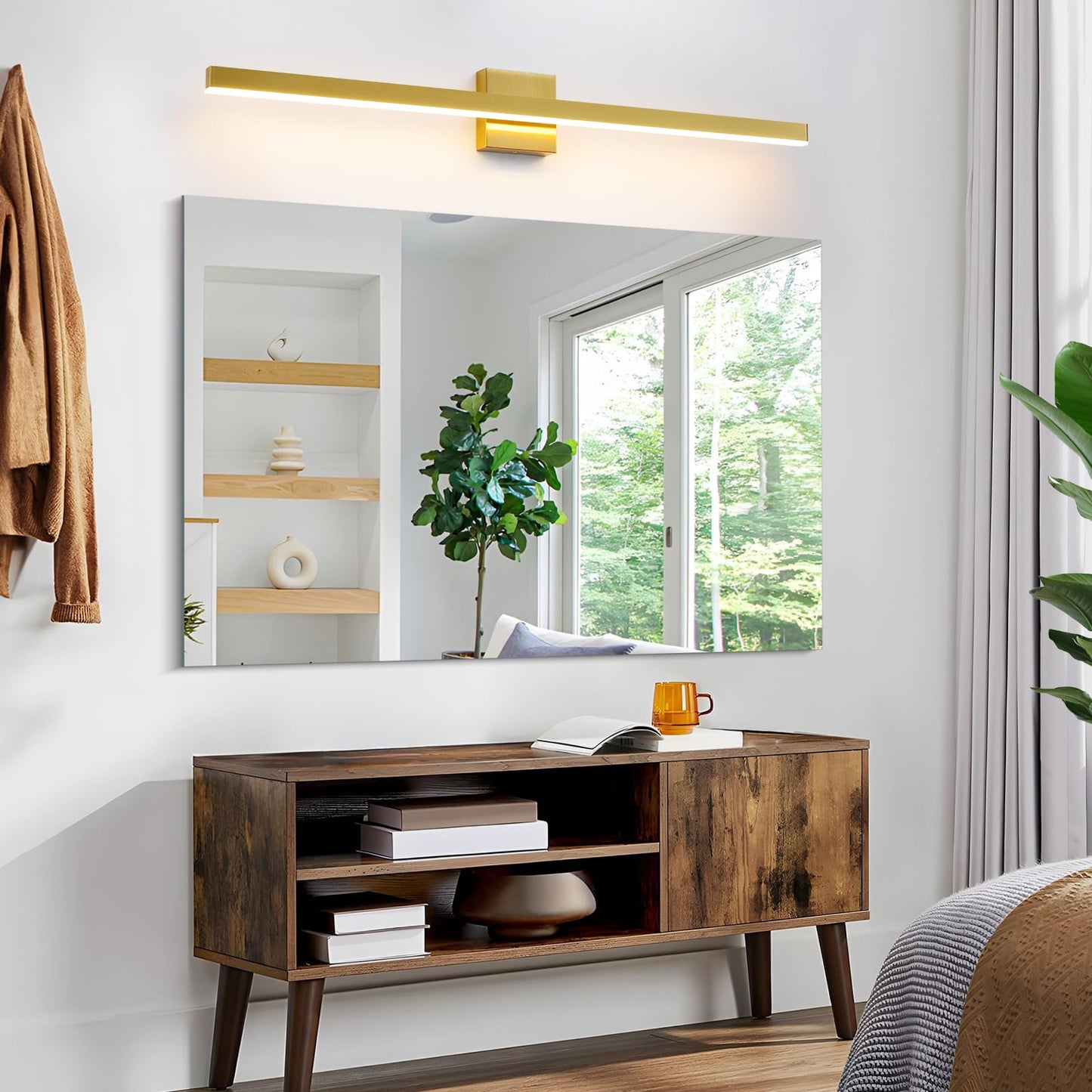 Kaisite Brushed Gold Vanity Light For Bathroom Above Mirror 39 Inch Led 5Cct Bathroom Lighting Fixtures Dimmable Modern Bath Wall Light Fixture Over Mirror