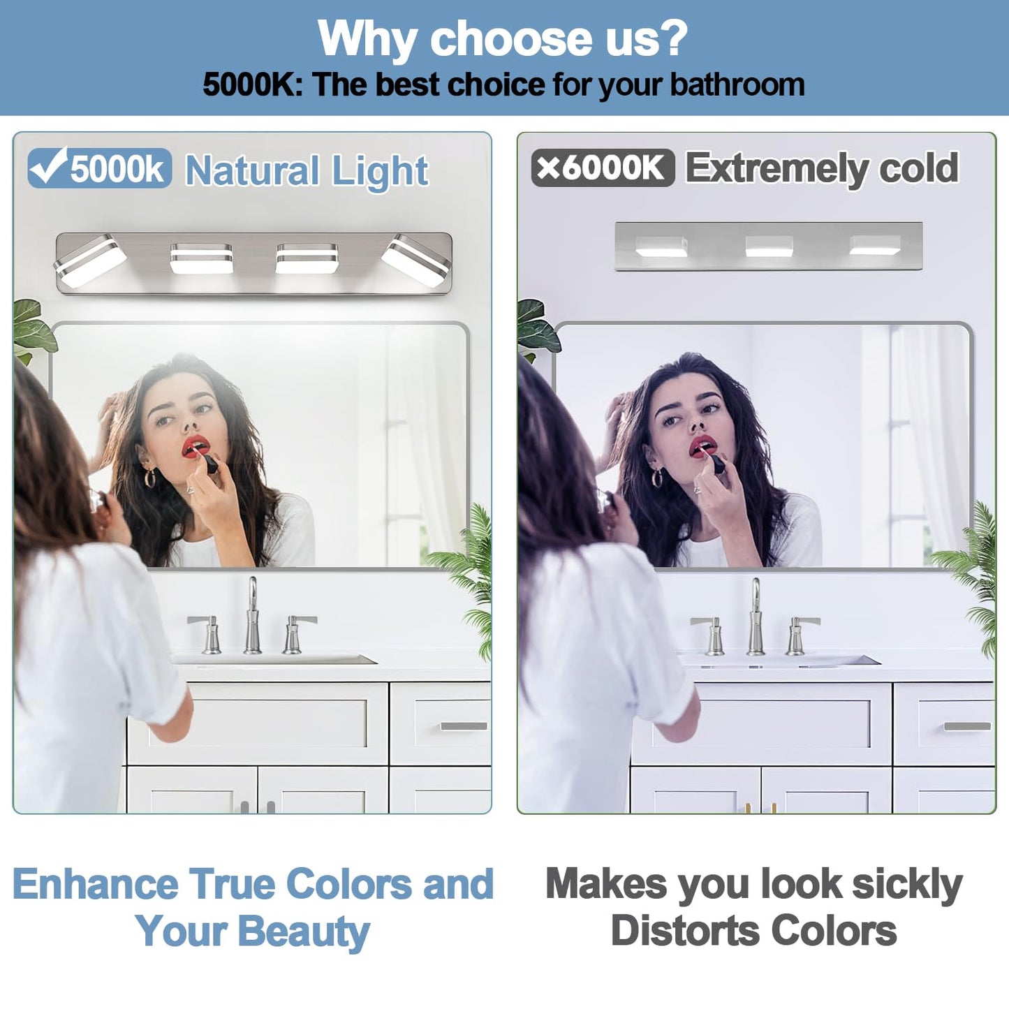 1600Lm Led Modern Bathroom Vanity Light Fixtures  360?Rotate Acrylic Brushed Nickel Vanity Lights For Bathroom  Modern Wall Lighting Fixtures Over Mirror Kitchen Living (Natural White Light 5000K)