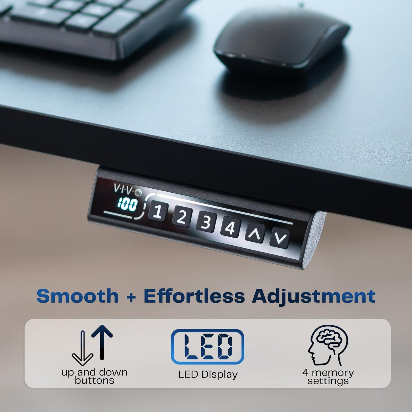 VIVO Electric 60 x 30 in Standing Desk, Memory Height Adjustment, 1B Series, Holds 220 lbs, Black Top Black Frame, DESK-KIT-1B6B-30