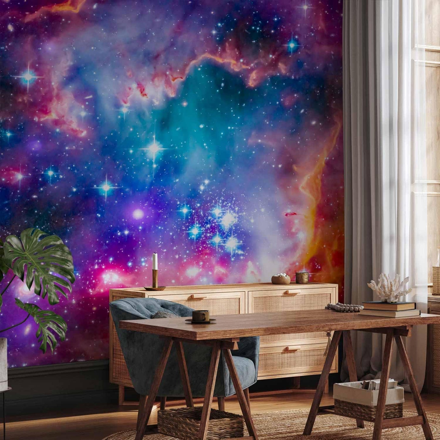 artgeist Wall Mural Abstract 77x55 in - Peel and Stick Self-Adhesive Wallpaper Removable Large Sticker Foil Wall Decor Print Picture Image Design Abstract Cosmos Sky Star i-G-10010-a-a