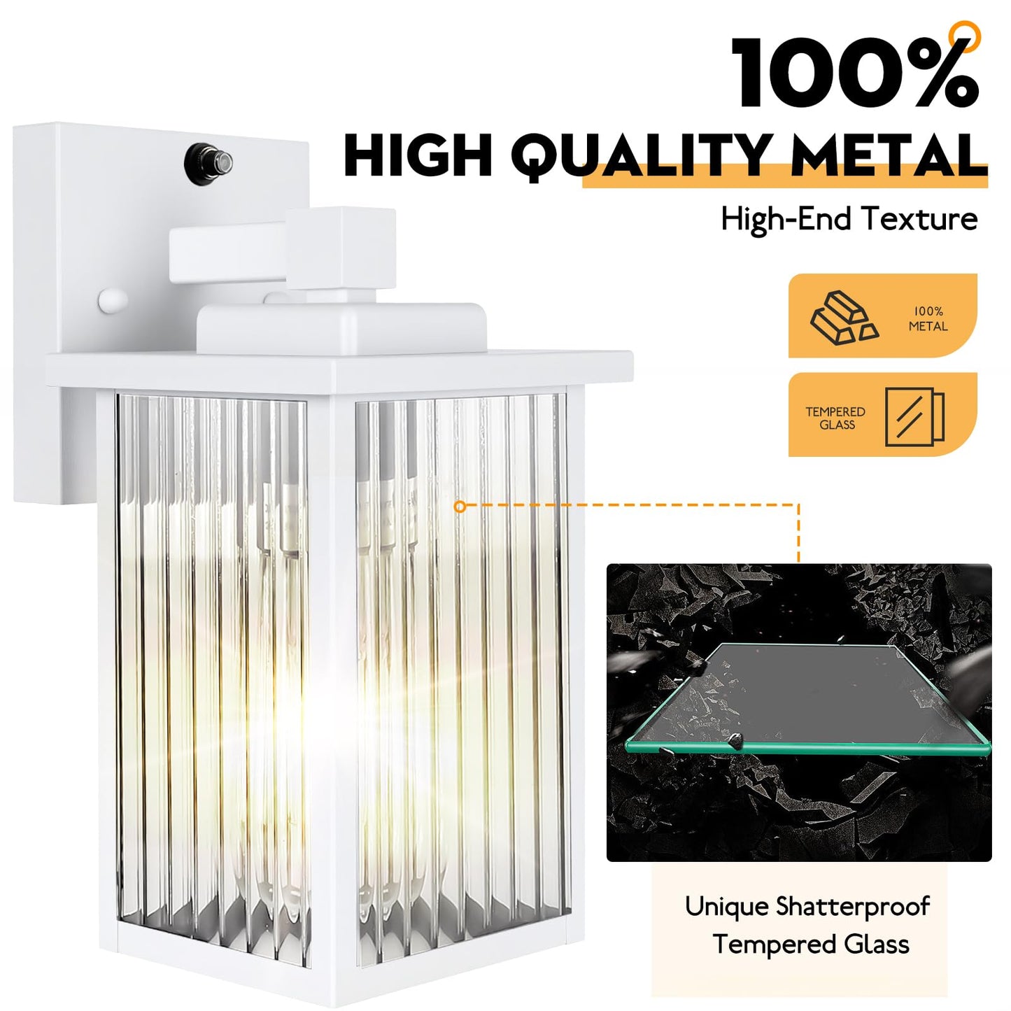 Hameso 2Pack Dusk To Dawn Outdoor Lighting  Ip65 Waterproof Outdoor Porch Light With Tempered Glass  Outdoor Light Fixture For House Exterior Front Door Garage Patio(White)