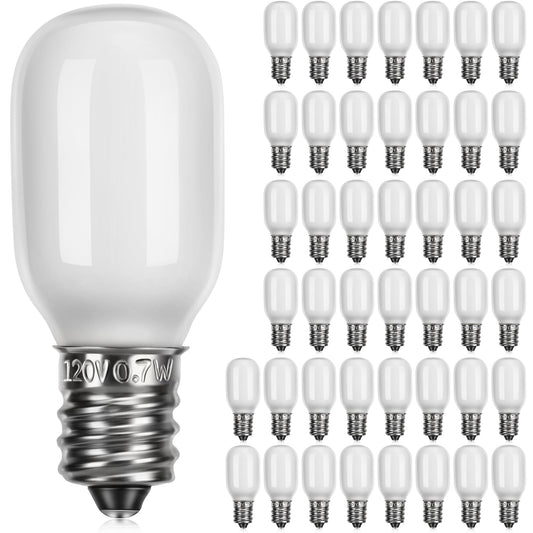 Meonum Christmas Village Replacement Light Bulbs  E12 Candelabra Base T20 Led Bulbs  0.7W 120V Replacement Light Accessories For Villages Houses  Christmas Tree  Halloween Pumpkin(45 Pieces)
