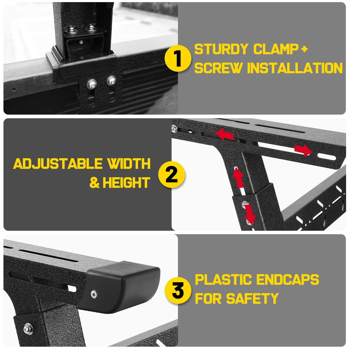 Binary Star Adjustable Truck Bed Rack Compatible with Most Trucks (Chevy/Dodge/Ford/Gladiator/Tundra/Tacoma), Kayak, Surfboard, Lumber, Snowboard, Ladder Rack for Truck