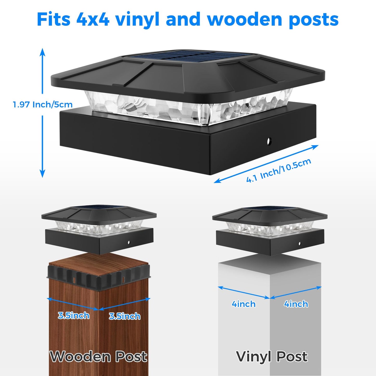 Peasur 4X4 Solar Post Cap Lights Rgb Color Changing  16 Pack Outdoor Led Fence Light Solar Powered Waterproof  Wood/Vinyl Posts Top Lighting For Outside Deck Yard Garden Patio
