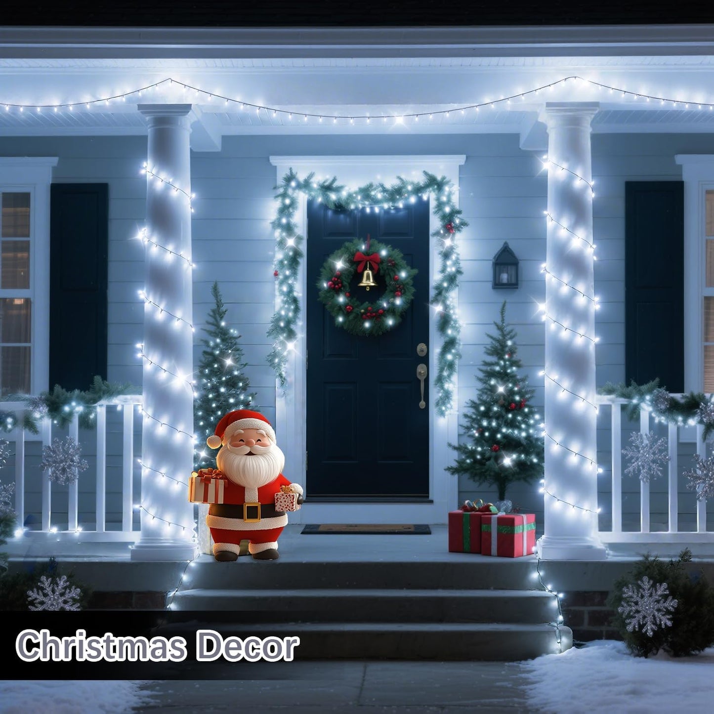 2 Pack 403 Ft 1000 Led Christmas Lights Outdoor Fairy Lights Plug In Extra Long Clear Wire String Lights With Remote Timer 8 Modes For Outside House Tree Garden Wedding Party Decorations-Cool White