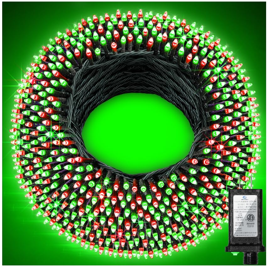 1500 Led 470Ft Christmas String Lights Outdoor  12 Pro Modes And Timer Memory & Brightness  Plug In Waterproof Dark Green Wire Twinkle Light For For Xmas Yard Tree Wedding Party Decor (Red & Green)