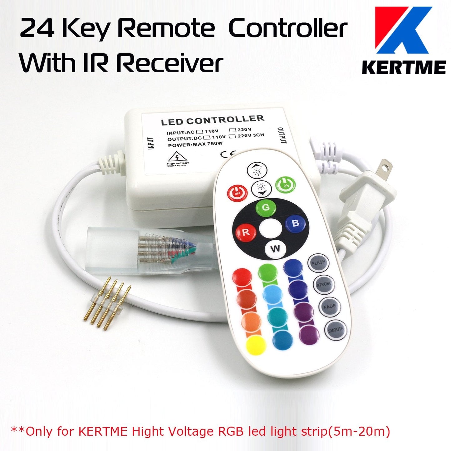 KERTME 5050 RGB LED Strip Lights, Waterproof, Dimmable, 10m/32.8ft, Multi-Colors