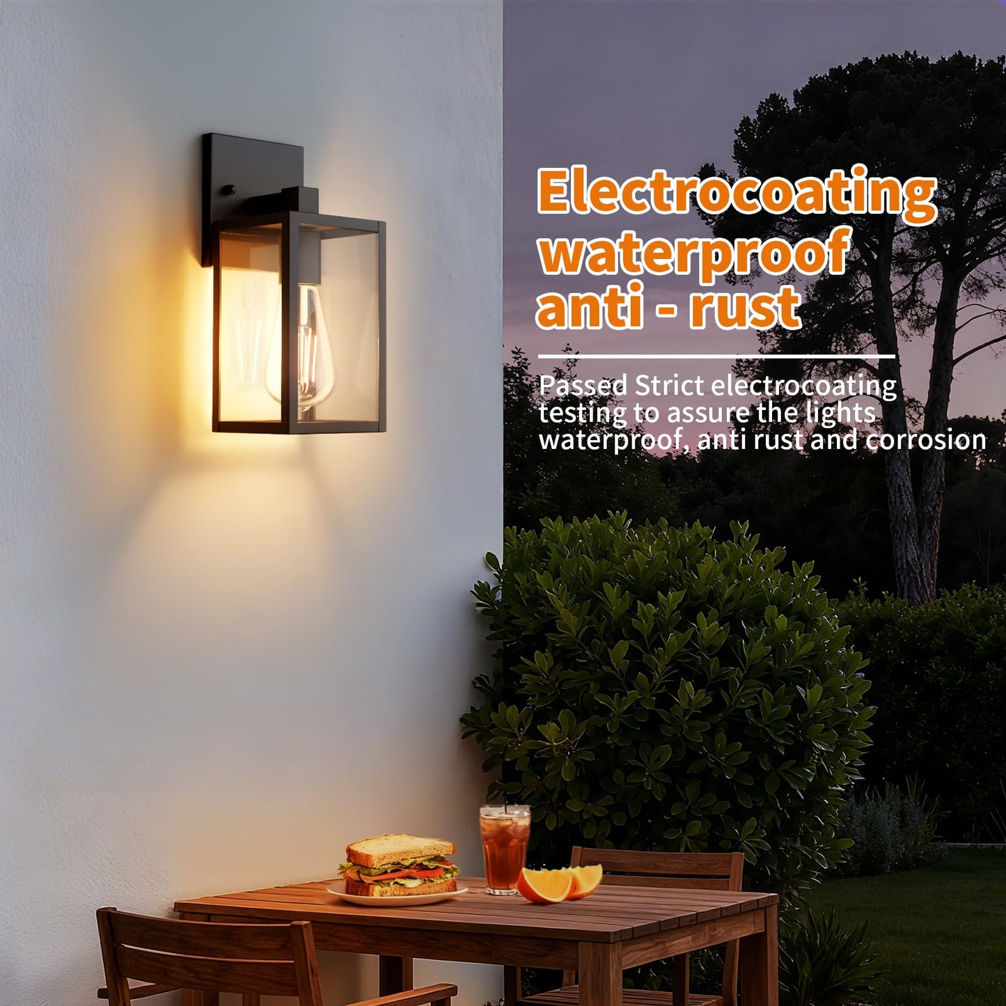 Outdoor Light Fixtures Wall Mount  Waterproof Front Porch Lights  Modern Exterior Lighting Fixtures With E26 Socket  Black Wall Sconces Lantern Lamp  Outside Lights For House  Garage  Patio (2 Pack