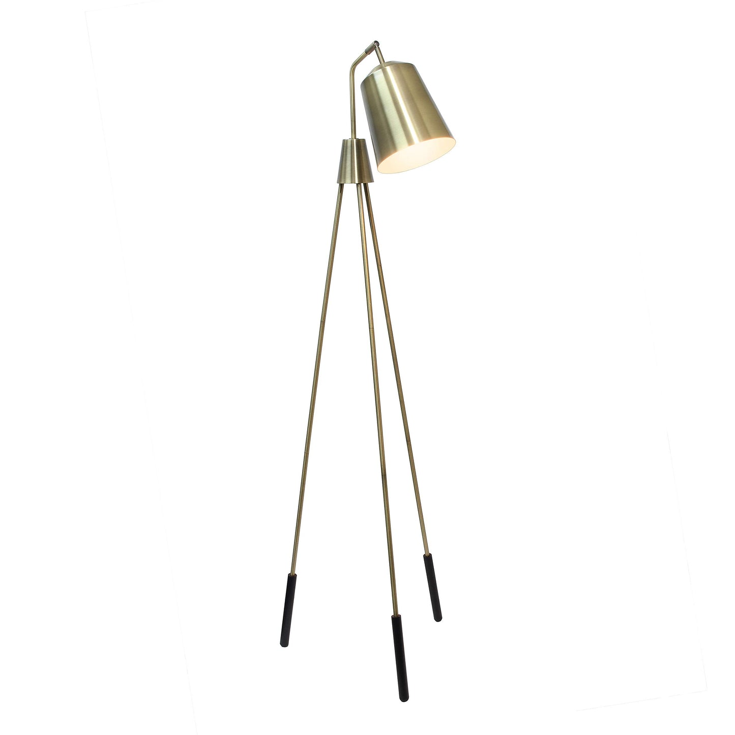 Elegant Designs LF1025-ABS Antique Brass Floor Lamp, 26inL x 20inW x 65inH, Metal, Three Legged, Shifting Shade
