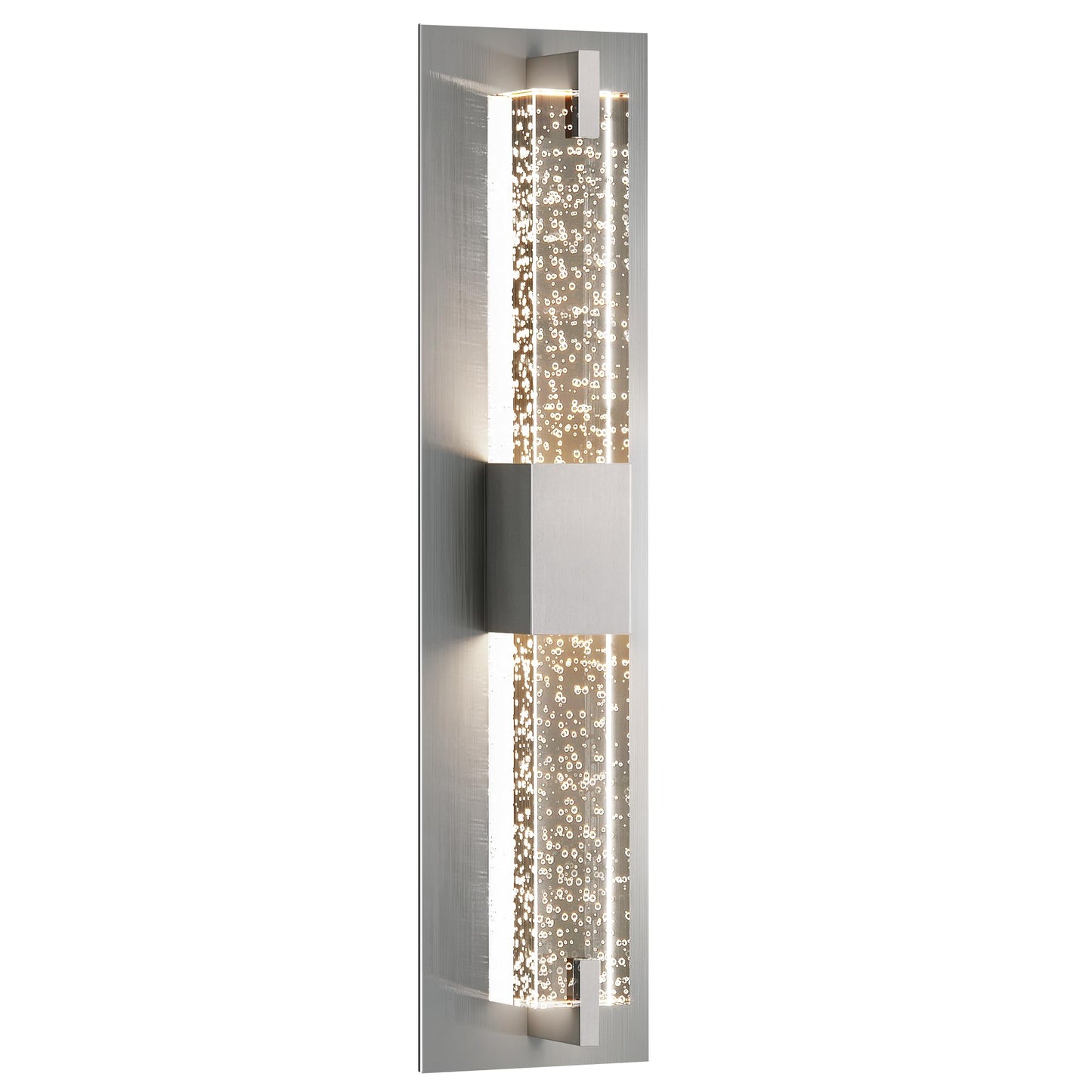 Woshitu Led Wall Sconce Light: 19 Inch Nickel Modern Sconces Wall Lighting 3000K Dimmable Crystal Wall Lamps Indoor Bathroom Sconce Wall Mount Light Fixtures For Living Room/Bedroom/Hallway